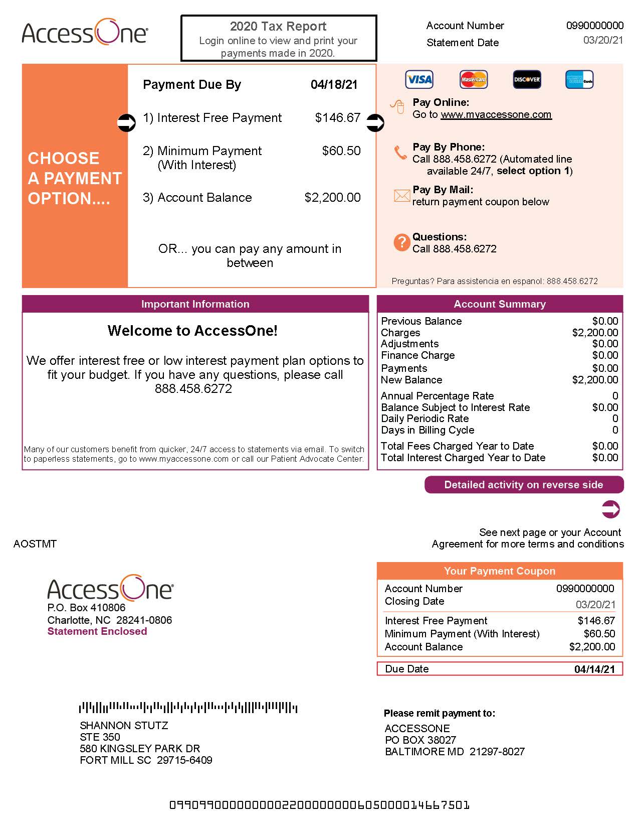 Tanner Health Example Bill